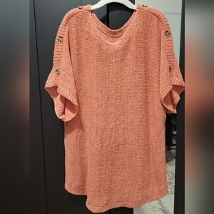 Cable & Gauge Coral Knit Button-Detail Sweater